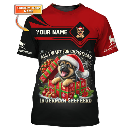 Camiseta con nombre personalizado de pastor alemán Camiseta con nombre personalizado de pastor alemán con coche de policía Camisetas 3D Regalo para amantes de los perros