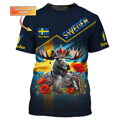 Camiseta personalizada del caballero león vikingo de Suecia, regalo para los amantes suecos