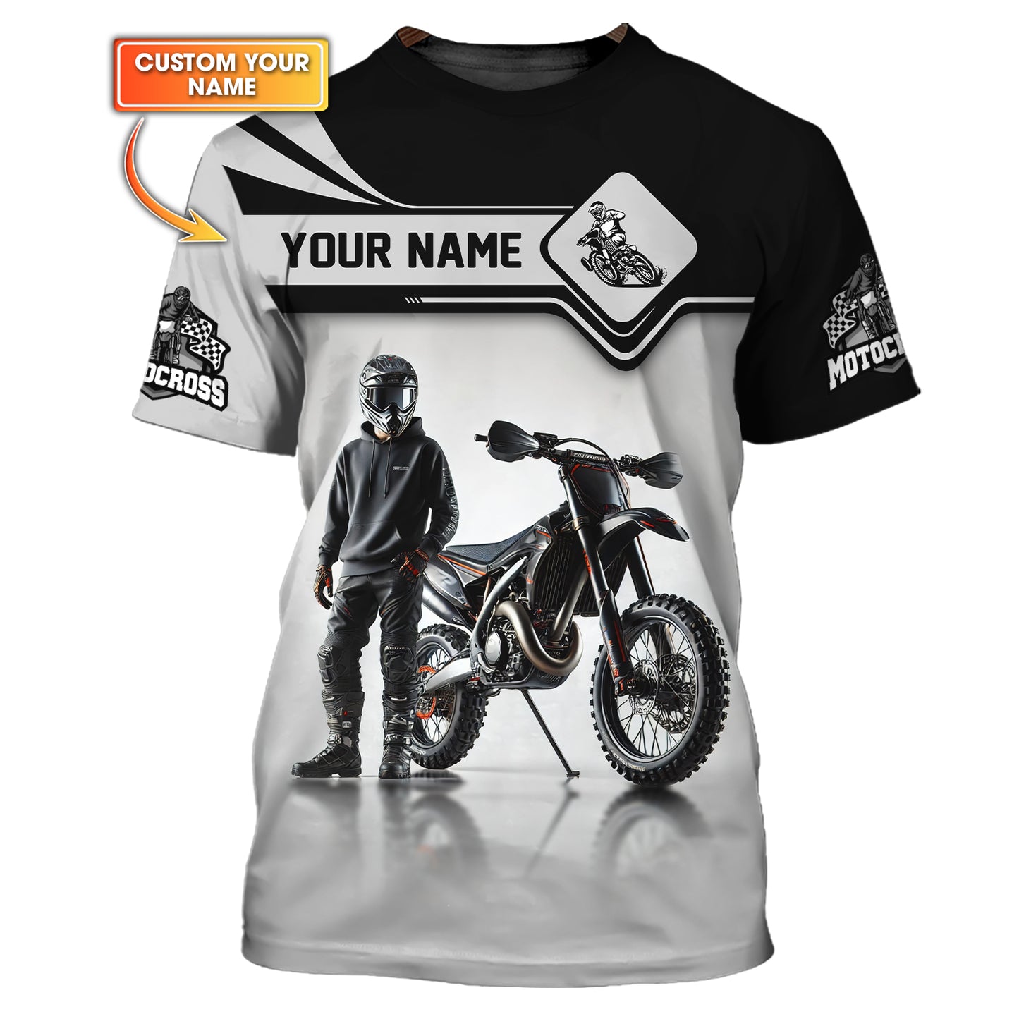 3D Full Print Motocross T-Shirt Personalized Name Gift For Motocross Lovers