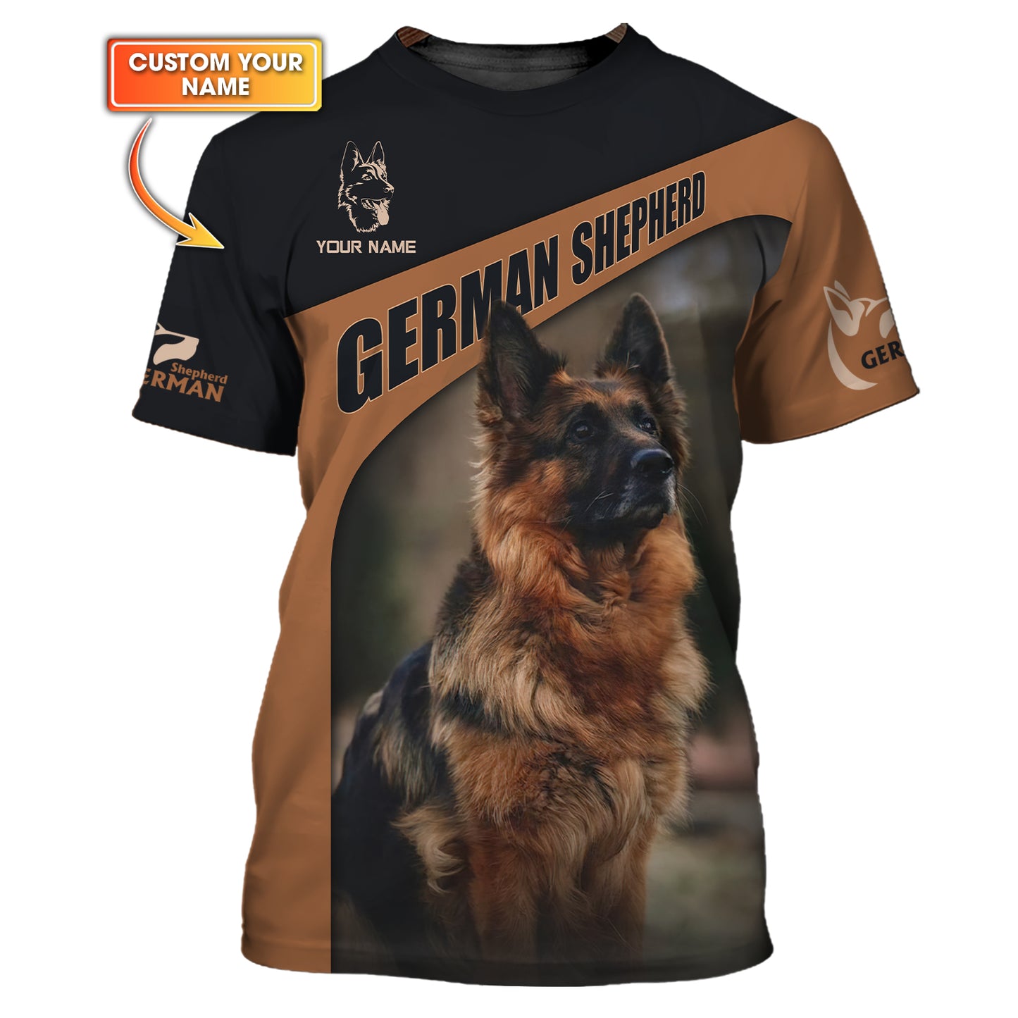 3D Full Print German Shepherd T-Shirts Personalized Name Gift For Dog Lovers