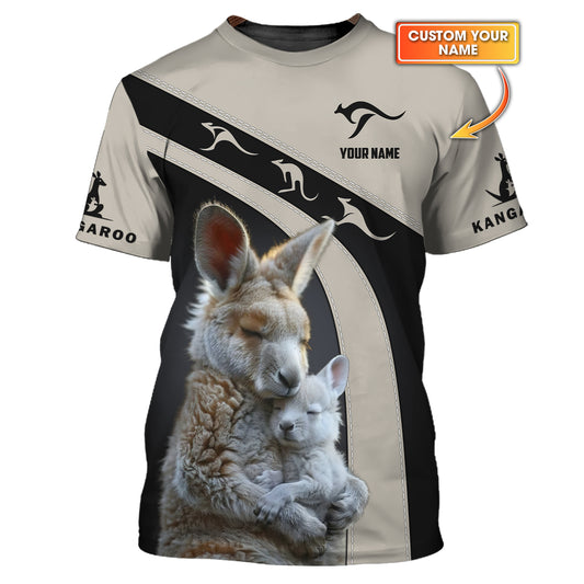 3D Full Print Kangaroo Themed T-Shirt Personalized Name Gift For Kangaroo Lovers