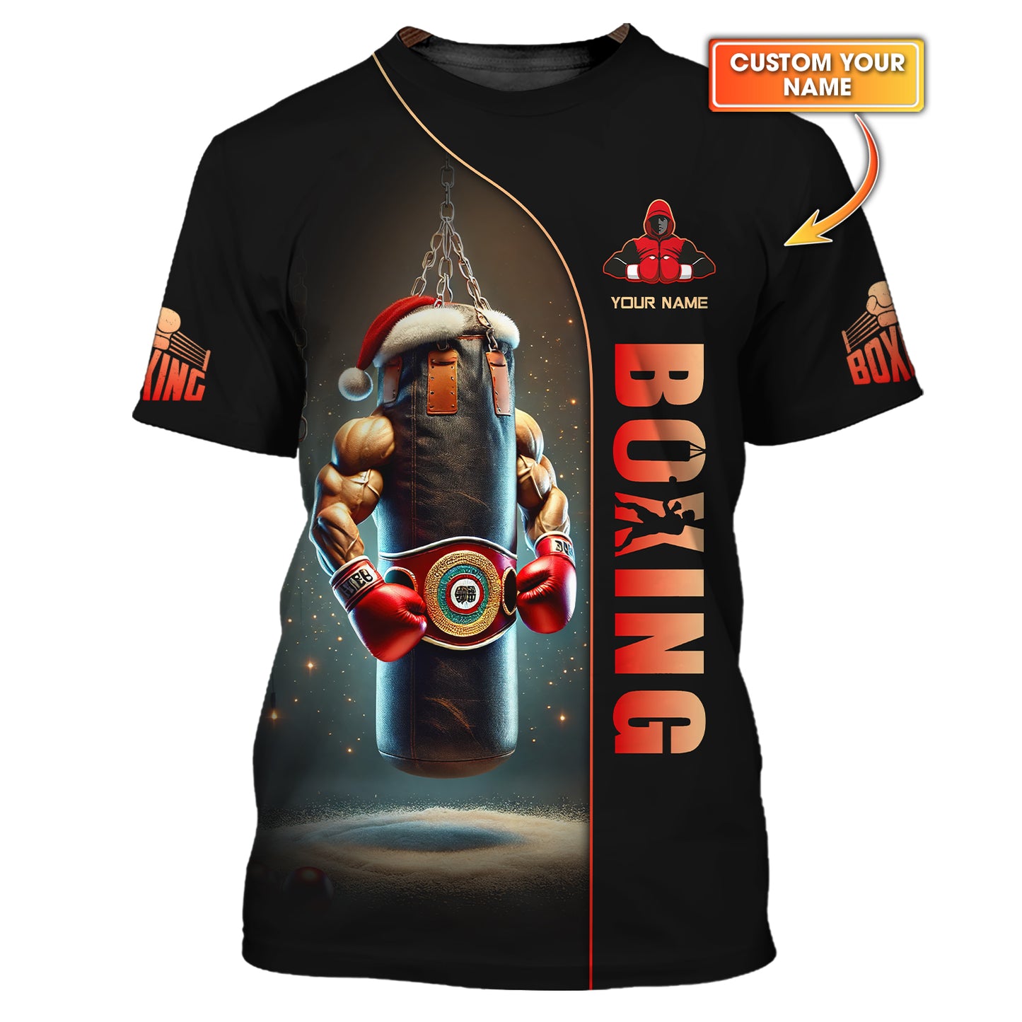 Camiseta personalizada con nombre de oso y boxeador en 3D, regalo personalizado para amantes del boxeo