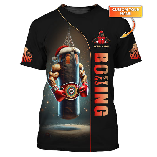 Boxeur avec ours nom personnalisé t-shirt 3D cadeau personnalisé pour les amateurs de boxe