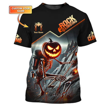 3D Full Print Pumpkin Climbing T-Shirts Personalized Name Gift For Halloween Day