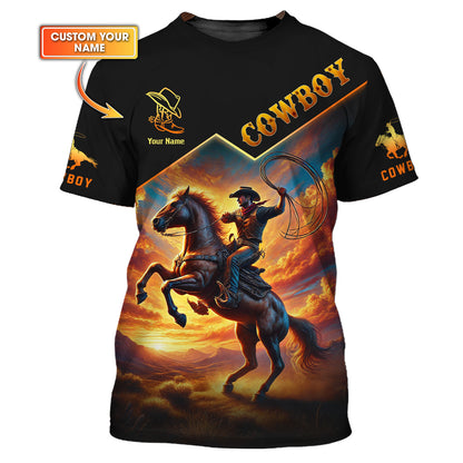 Camiseta personalizada de vaquero al atardecer: abraza el salvaje oeste