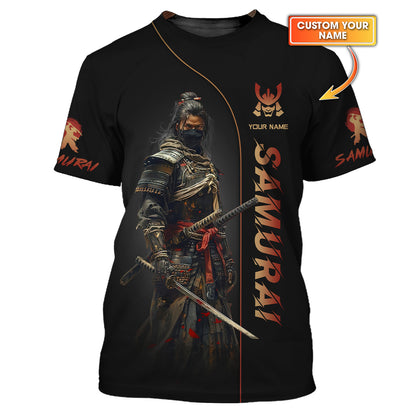 Customizable Samurai Warrior T-shirt Unleash Your Inner Bushido Personalized Name Gift For Samurai Lovers