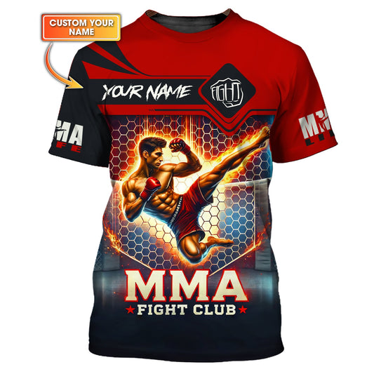 T-shirt MMA entièrement imprimé en 3D, cadeau personnalisé pour les amateurs de MMA