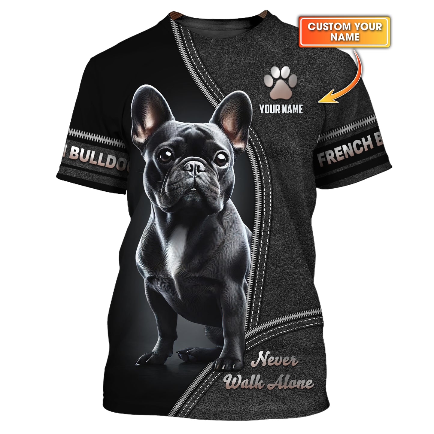 3D Full Print French Bulldog T-Shirts Personalized Name Gift For Dog Lovers