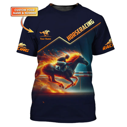 Camiseta de carreras de caballos con llamas y estampado 3D completo, regalo personalizado con nombre para amantes de las carreras de caballos