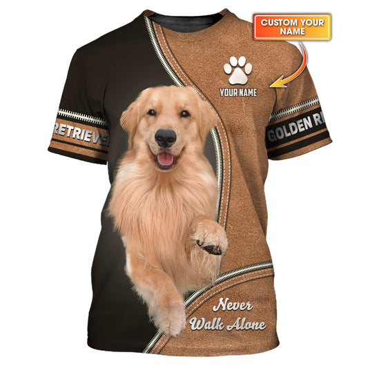 T-shirt Golden Retriever personnalisé - Ne marchez jamais seul