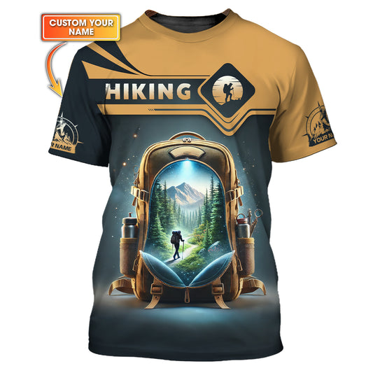 3D Full Print Hiking Journey Inside Backpack T-Shirts Personalized Name Gift For Hiker Lovers