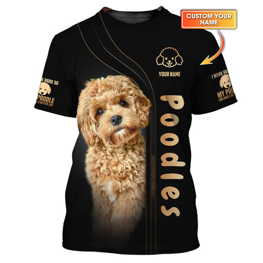 Camisetas con estampado 3D completo de lindos caniches bebés, regalo con nombre personalizado para amantes de los perros