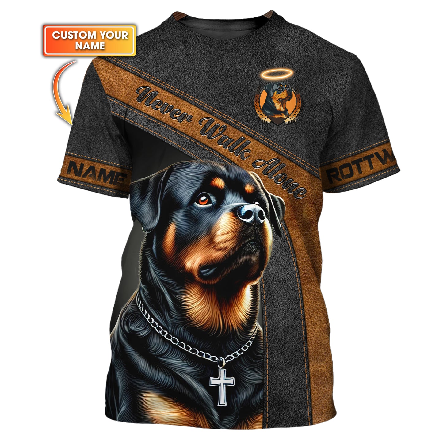 Camisetas personalizadas Never Walk Alone Camiseta Rottweiler 3D Regalo para amantes de los perros