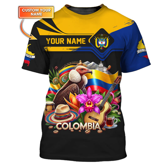 Camiseta personalizada con nombre en 3D de Colombia Life, regalo para amantes colombianos