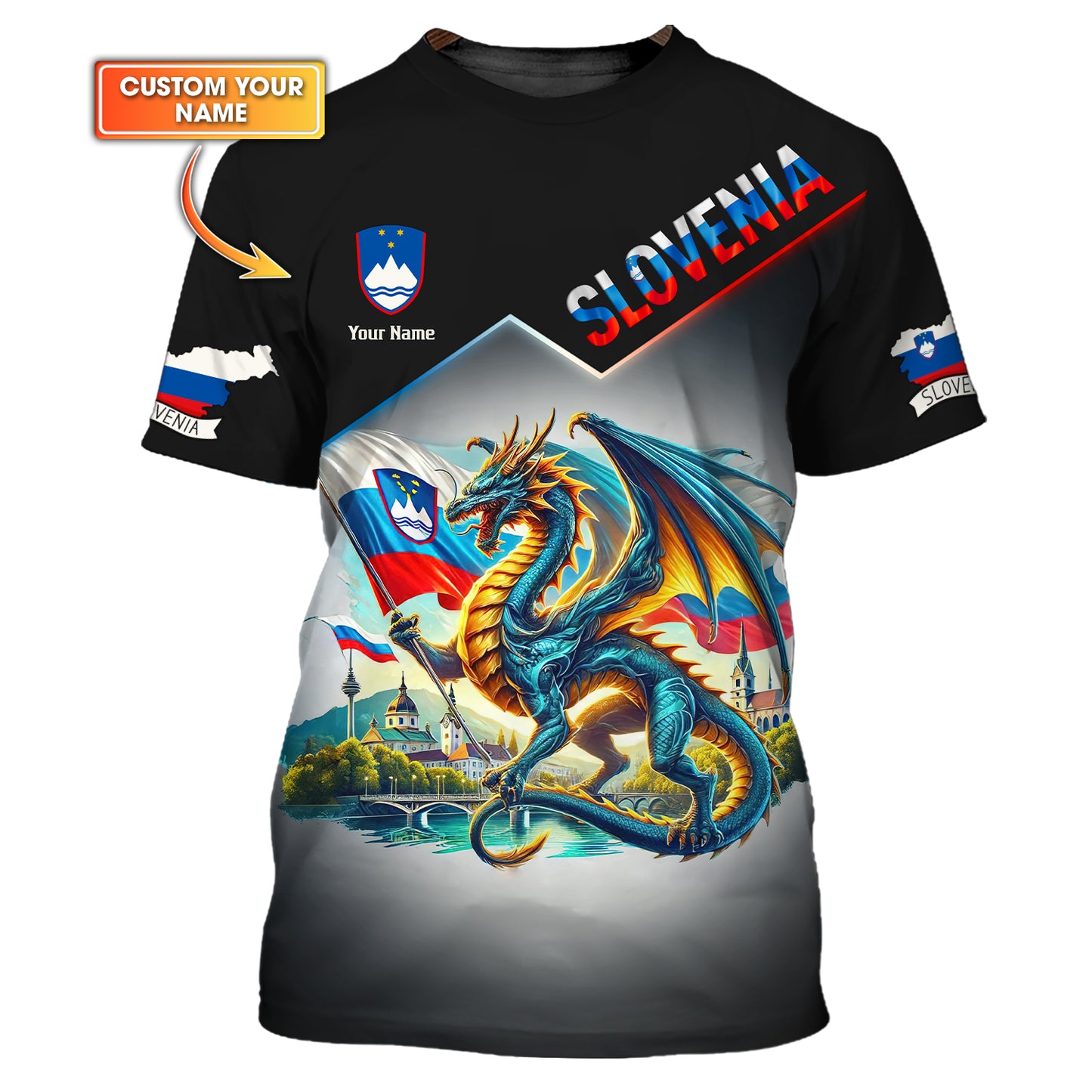 3D Full Print Dragon Slovenia Shirt Personalized Name Gift For Slovenia Lovers