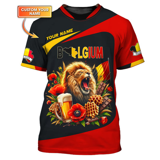 Camiseta de Bélgica con nombre personalizado y estampado completo en 3D, regalo de Francia para amantes belgas