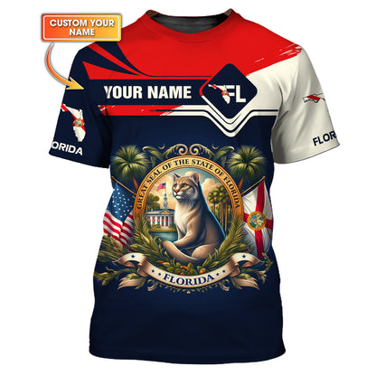 Camiseta personalizada con el escudo de armas de Florida, gif para amantes de Florida, camiseta 3D