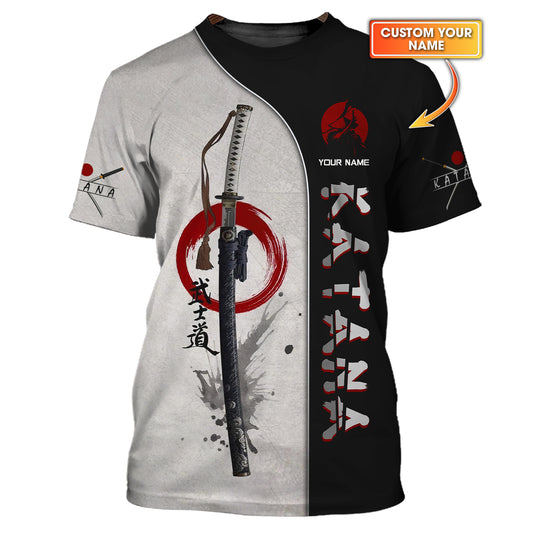 T-shirt imprimé 3D Katana Samurai Cadeau pour les amateurs de Katana