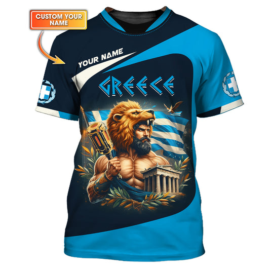 Camiseta personalizada con el nombre de Heracles y la bandera de Grecia con impresión 3D completa para amantes de Grecia