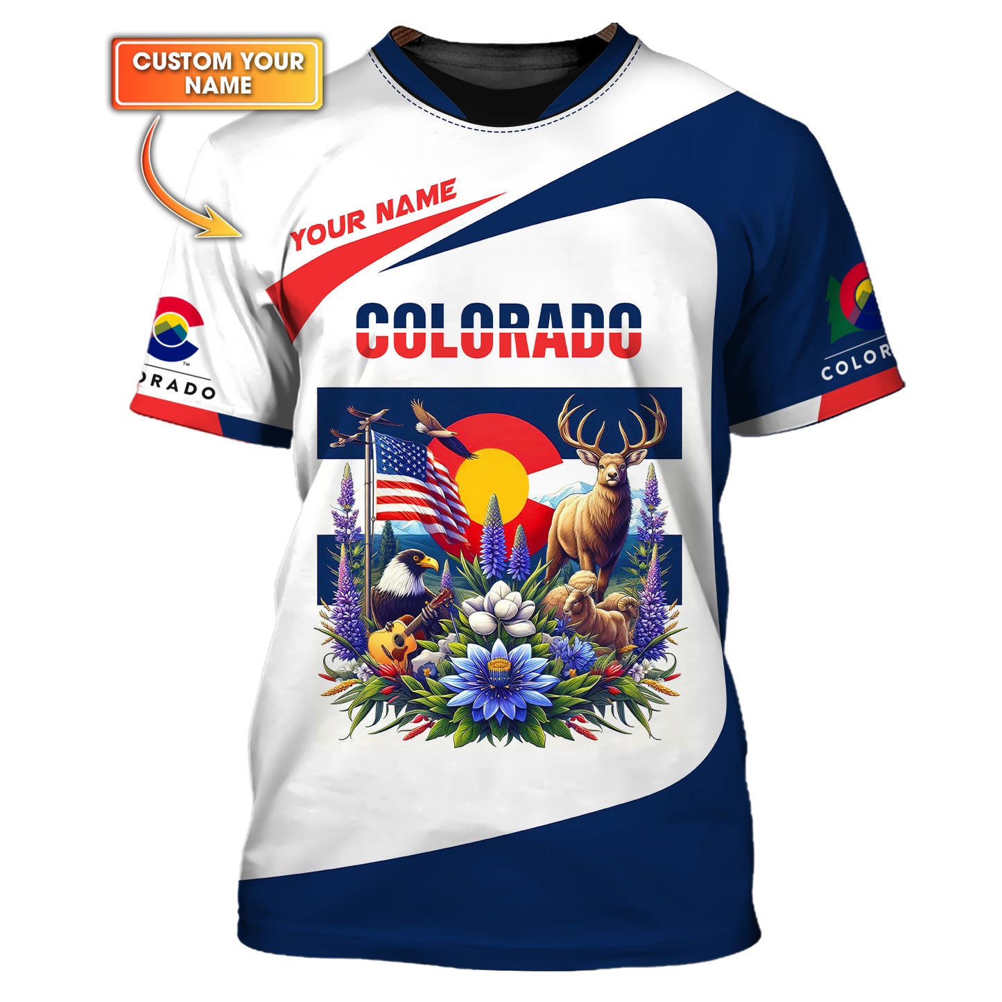 T-shirt Colorado entièrement imprimé en 3D, cadeau personnalisé pour les amoureux du Colorado