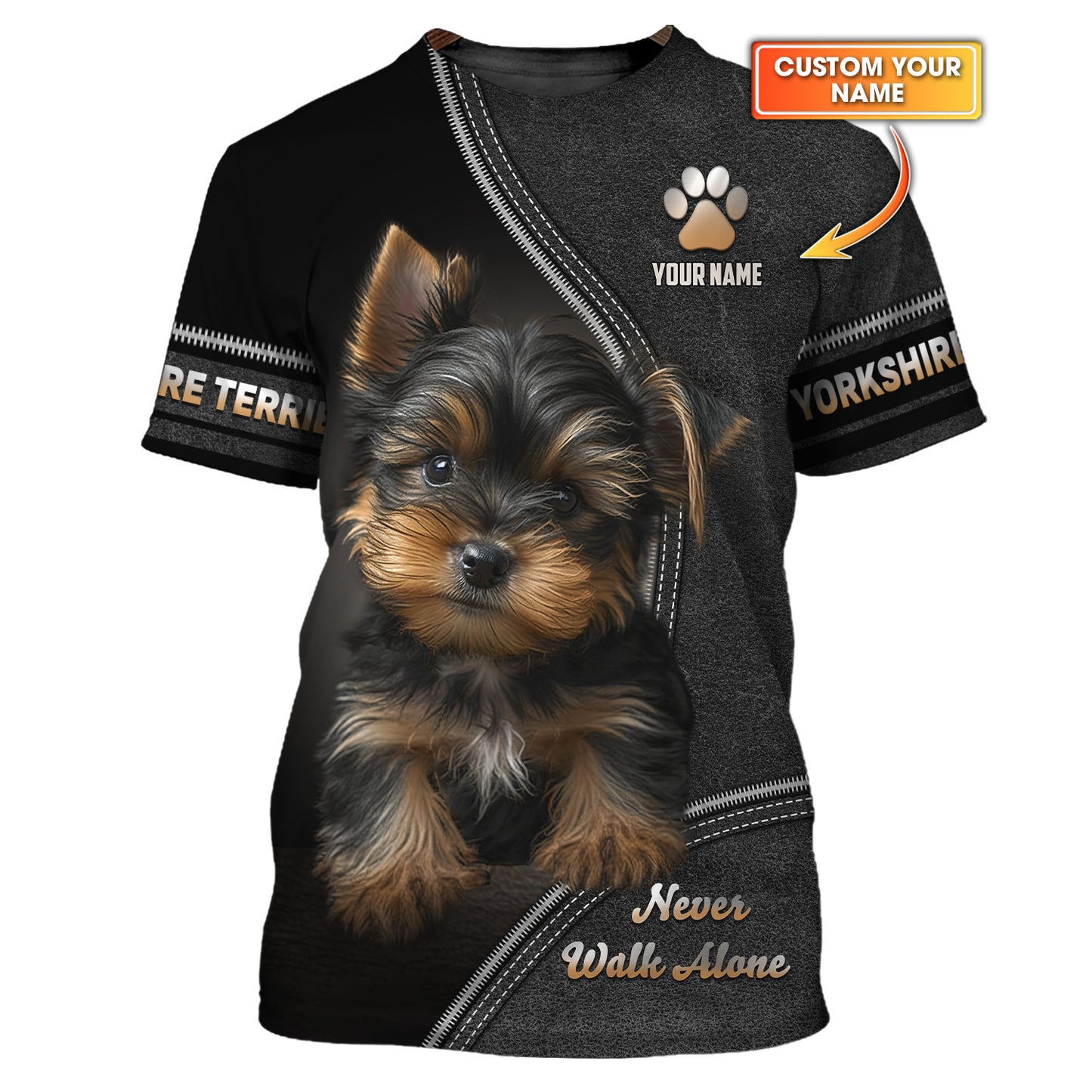 3D Full Print Yorkshire Terrier Dog T-Shirts Personalized Name Gift For Dog Lovers