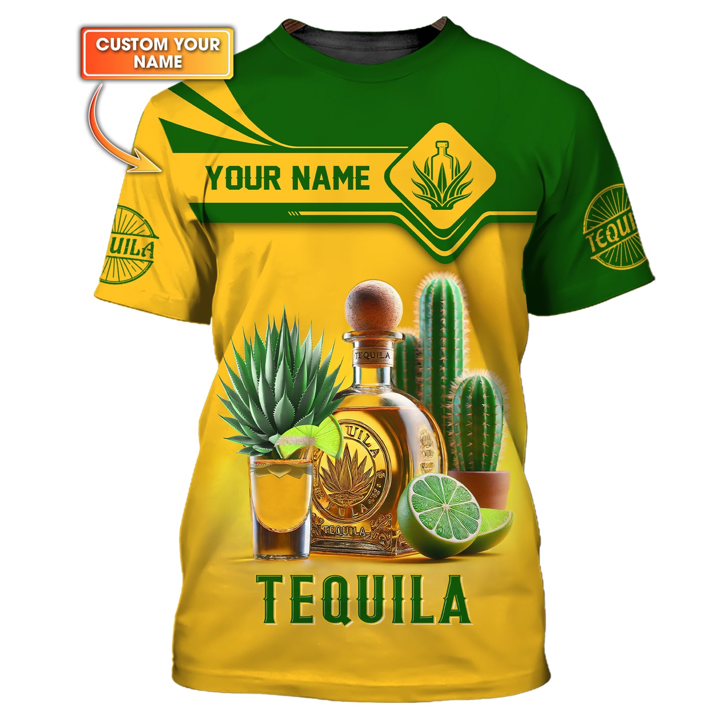 3D Full Print Tequila T-Shirt Personalized Name Gift For Wine Lovers