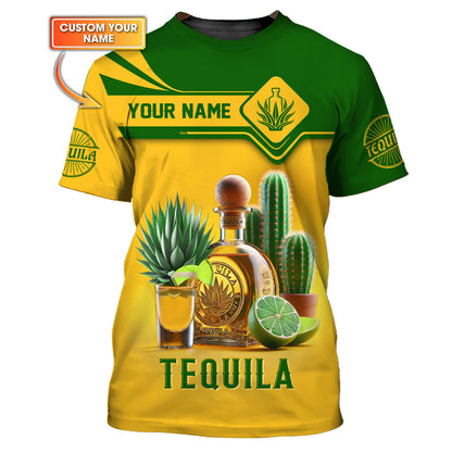 3D Full Print Tequila T-Shirt Personalized Name Gift For Wine Lovers