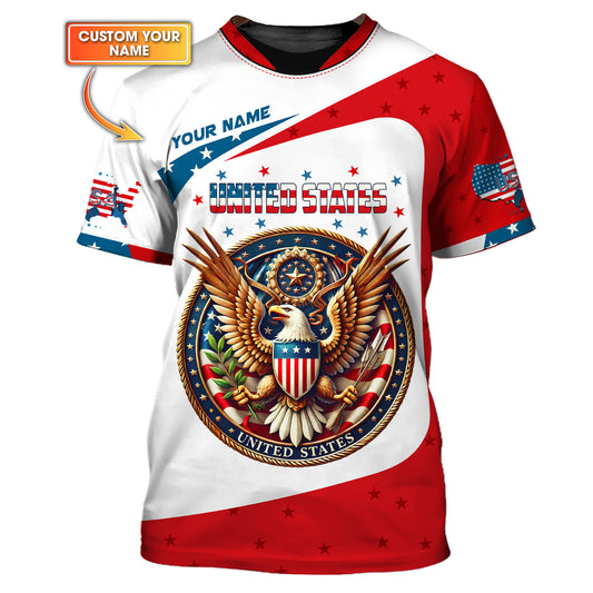 Camiseta personalizada con el escudo de armas de Estados Unidos en 3D, regalo personalizado para amantes de los Estados Unidos