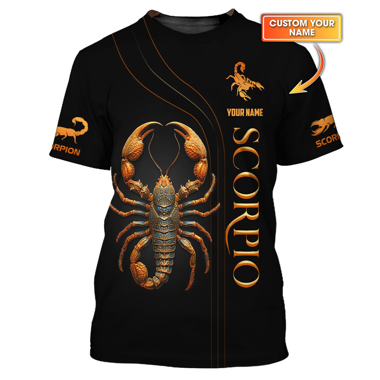 3D Full Print Scorpion T-Shirt Personalized Name Gift For Scorpion Lovers