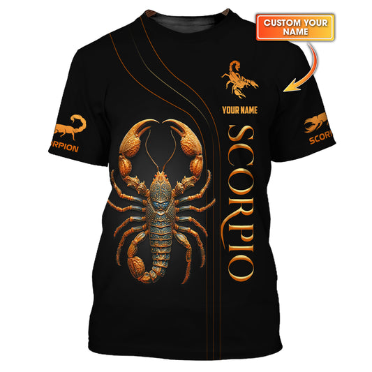 3D Full Print Scorpion T-Shirt Personalized Name Gift For Scorpion Lovers