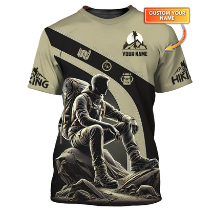 T-shirt 3D Full Print Hiker On The Rock Cadeau personnalisé pour les amateurs de randonnée