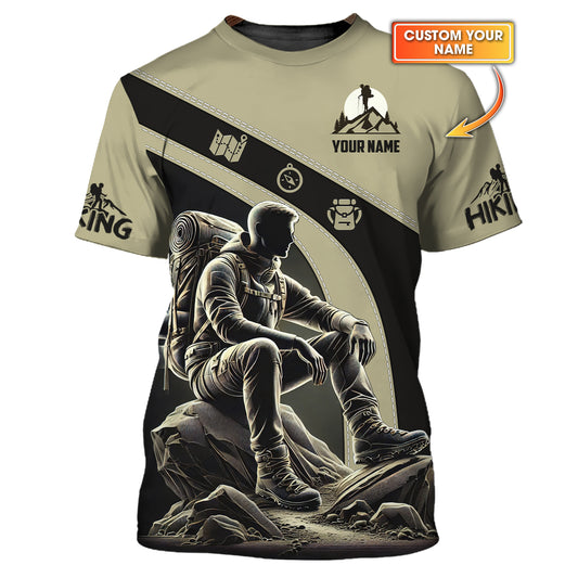 Camiseta personalizada con el nombre de Hiker On The Rock con impresión 3D completa, regalo para amantes del senderismo