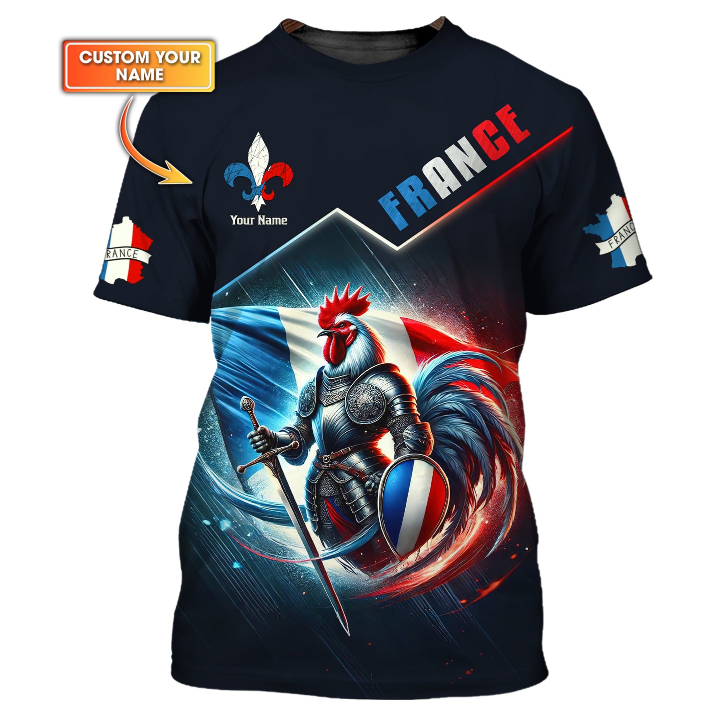 3D Full Print Goliath Rooster Warrior France Shirts Personalized Name Gift For France Lovers