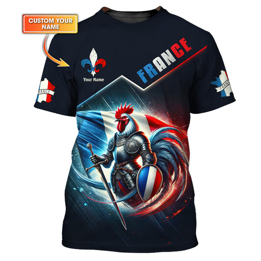 T-shirt 3D Full Print Goliath Rooster Warrior France Cadeau personnalisé pour les amoureux de la France