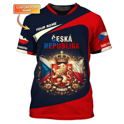 Camiseta personalizada con el escudo de armas de la República Checa en 3D, regalo personalizado para los amantes de la República Checa