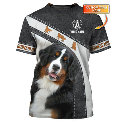 Camisetas de montaña bernesas con impresión 3D completa, regalo con nombre personalizado para amantes de los perros