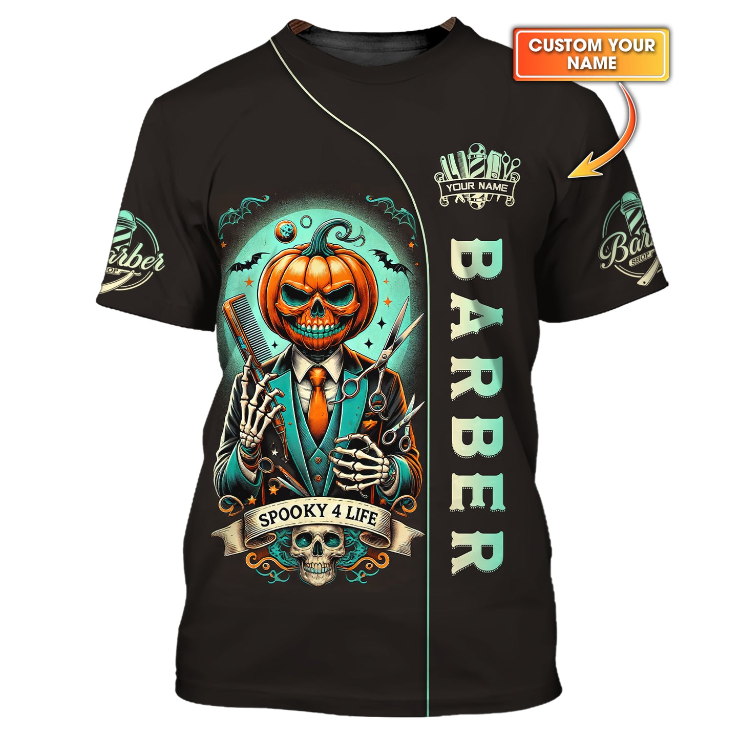 3D Full Print Barber With Halloween T-Shirts Personalized Name Gift For Halloween Lovers