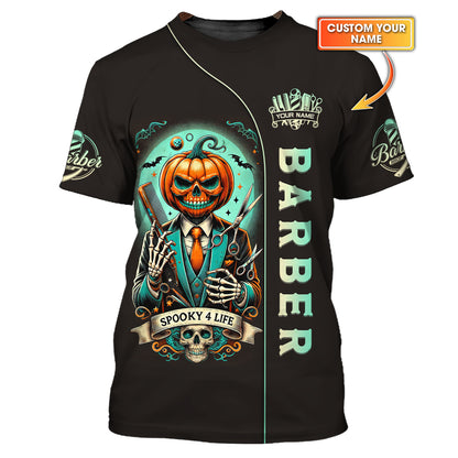 Camisetas de Halloween con estampado completo en 3D de calabaza y luna roja, regalo personalizado con nombre para amantes de Halloween