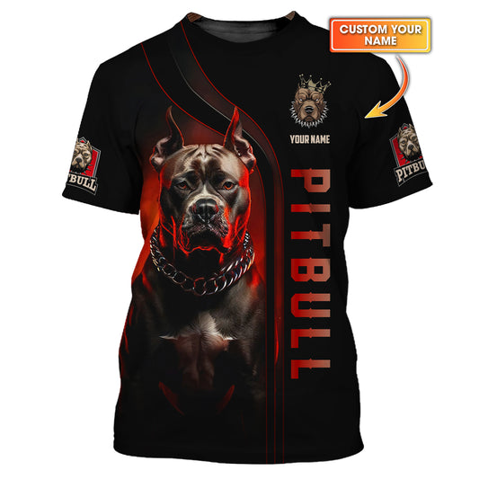 Camiseta con nombre personalizado de Pitbull majestuoso y feroz, regalo para amantes de los perros, camisetas 3D