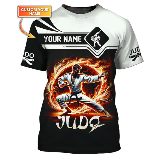 3D Full Print Judo With Fire T-Shirts Personalized Name Gift For Judo Lovers