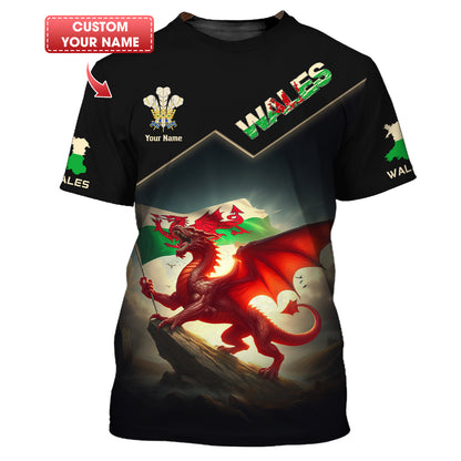 Dragon Fighting 3D Full Print Wales Shirt Custom Gift For Wales Lovers