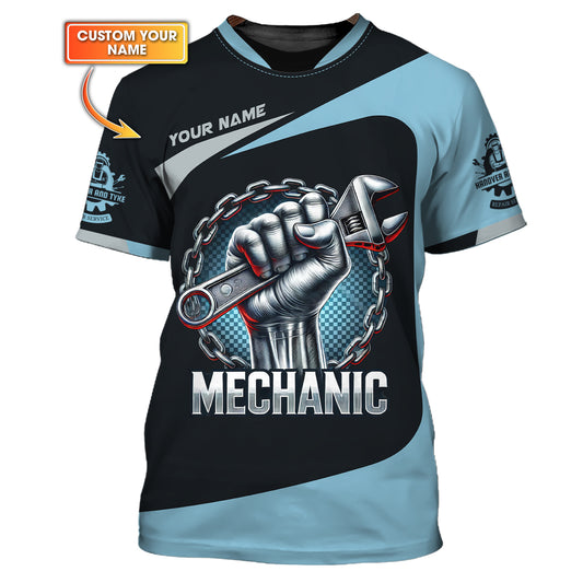 3D Full Print Wrench and Chain Mechanic T-Shirts Personalized Name Gift For Mechanic Lovers