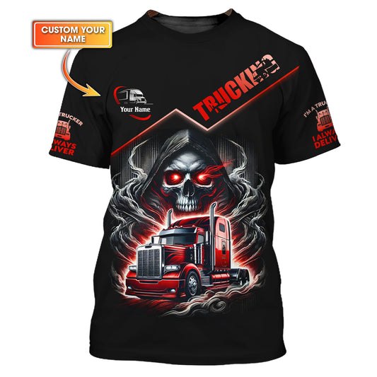 Camiseta personalizada con nombre en 3D de la Parca con camión, regalo personalizado para amantes de los camioneros