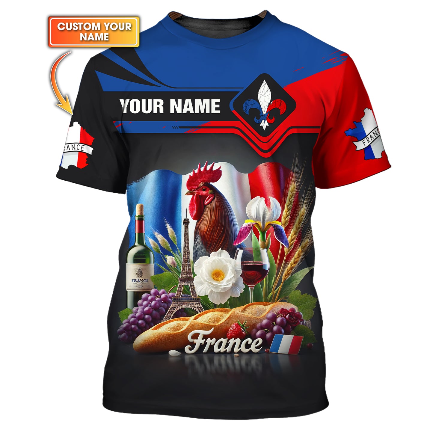 Highlights of France Personalized Name 3D Shirt Custom Name Gift For France Lovers