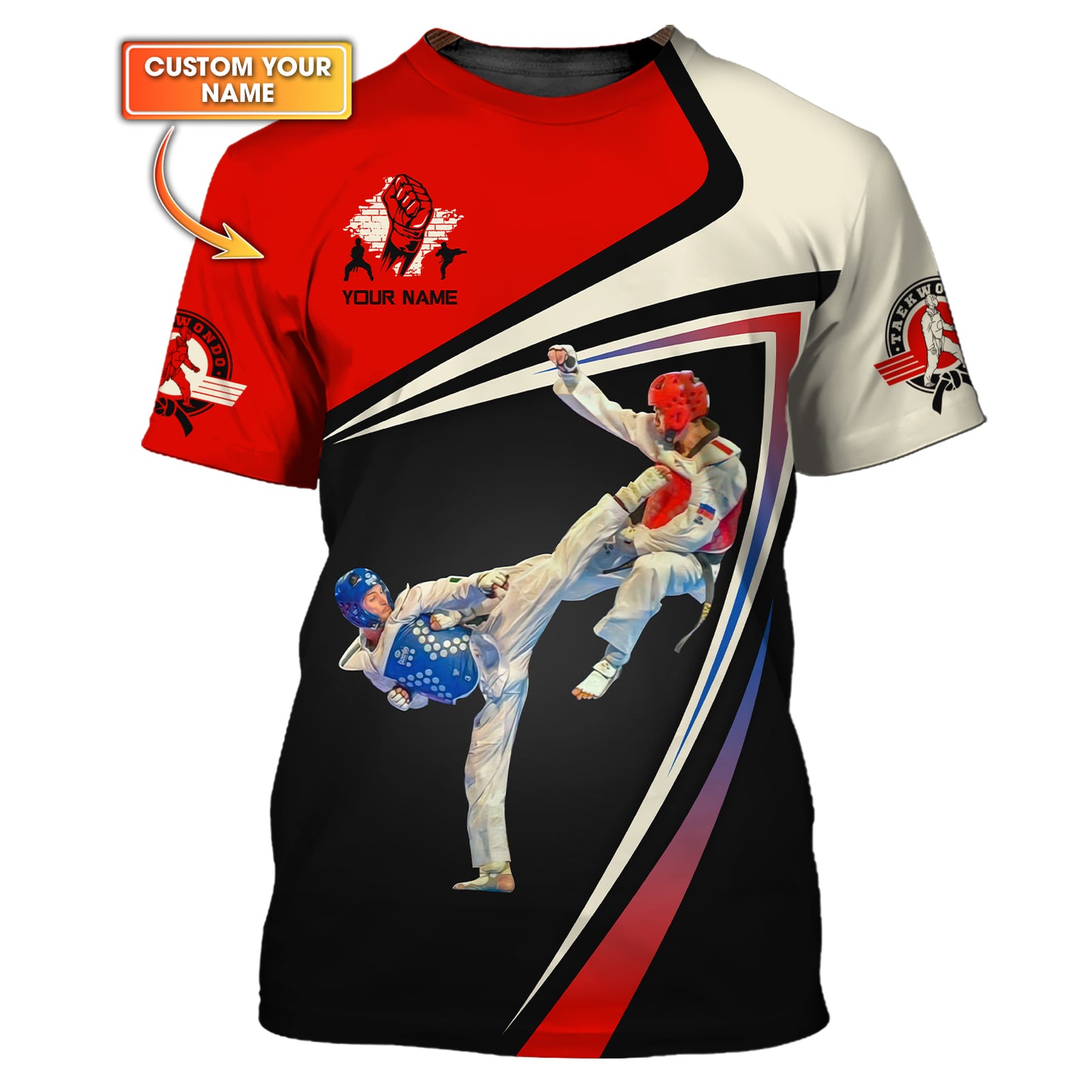 T-shirt personnalisé avec nom de taekwondo, cadeau pour les amateurs de taekwondo