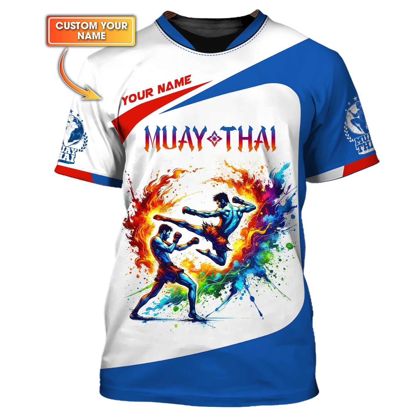 T-shirt avec nom personnalisé The Explosion Of Muay Thai Power Cadeau avec nom personnalisé pour les amateurs de Muay Thai