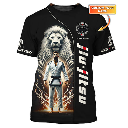 3D Full Print The Lion Soul Of Jiu Jitsu Master T-Shirts Personalized Name Gift For Jiu Jitsu Lovers