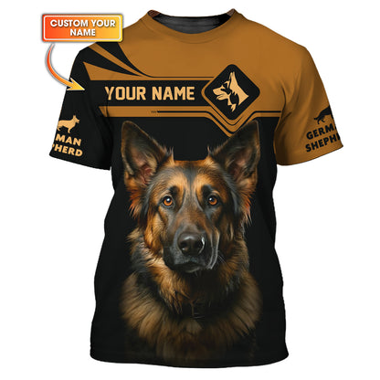 Camisetas de pastor alemán de marta plateada con impresión 3D completa, regalo con nombre personalizado para amantes de los perros