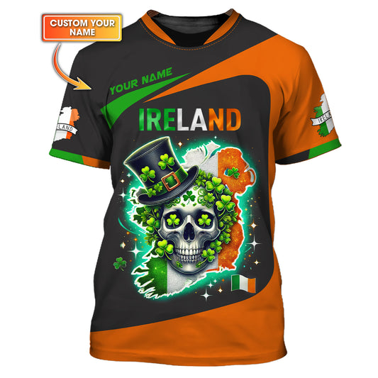 T-shirt de guerrier irlandais entièrement imprimé en 3D, cadeau personnalisé avec nom pour les amoureux de l'Irlande