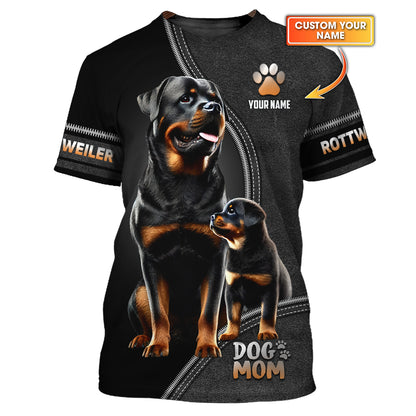 Rottweiler Custom Name T-Shirts Dog Mom 3D Shirt Gift For Dog Lovers